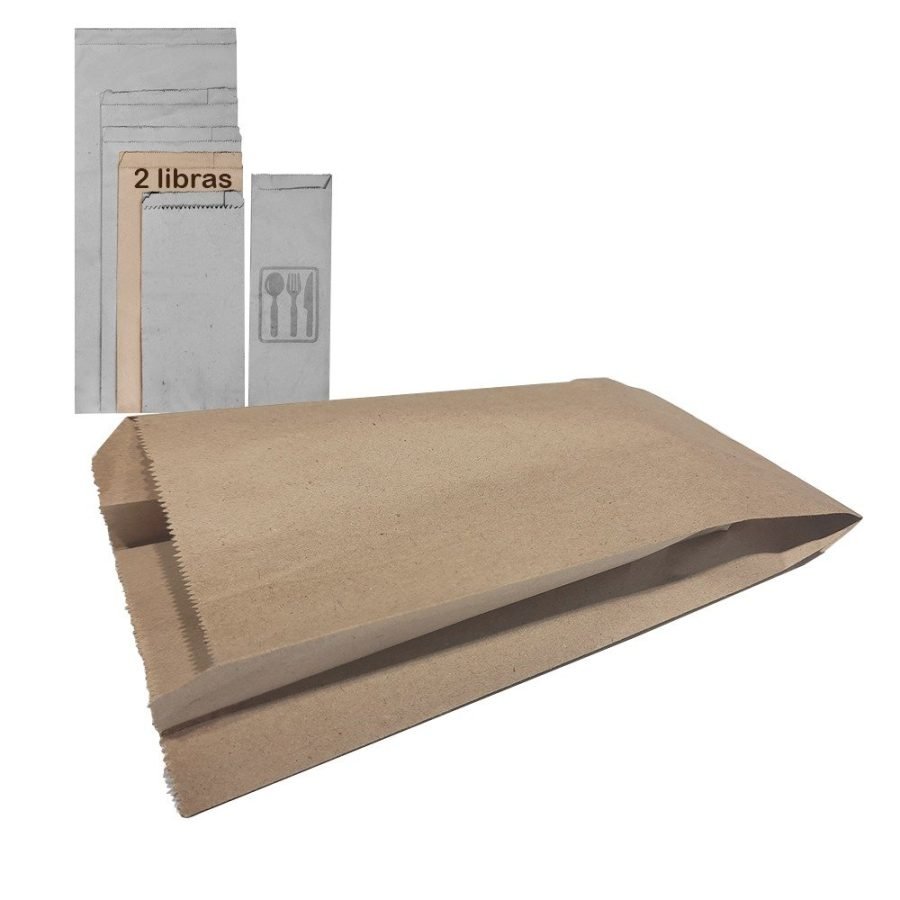 Bolsa de papel kraft 2 libra paquete x100