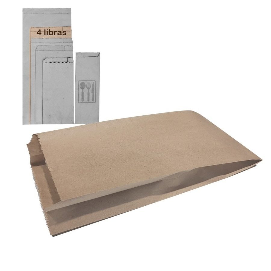 Bolsa de papel kraft 4 libra paquete x100