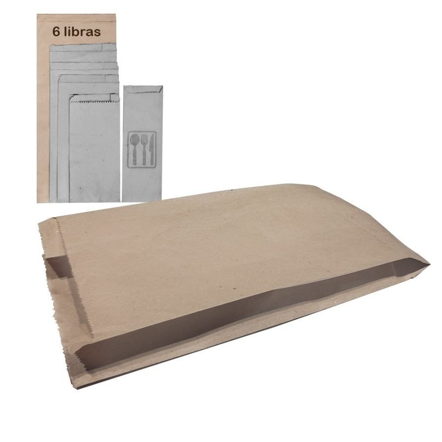 Bolsa de papel kraft 6 libra paquete x100