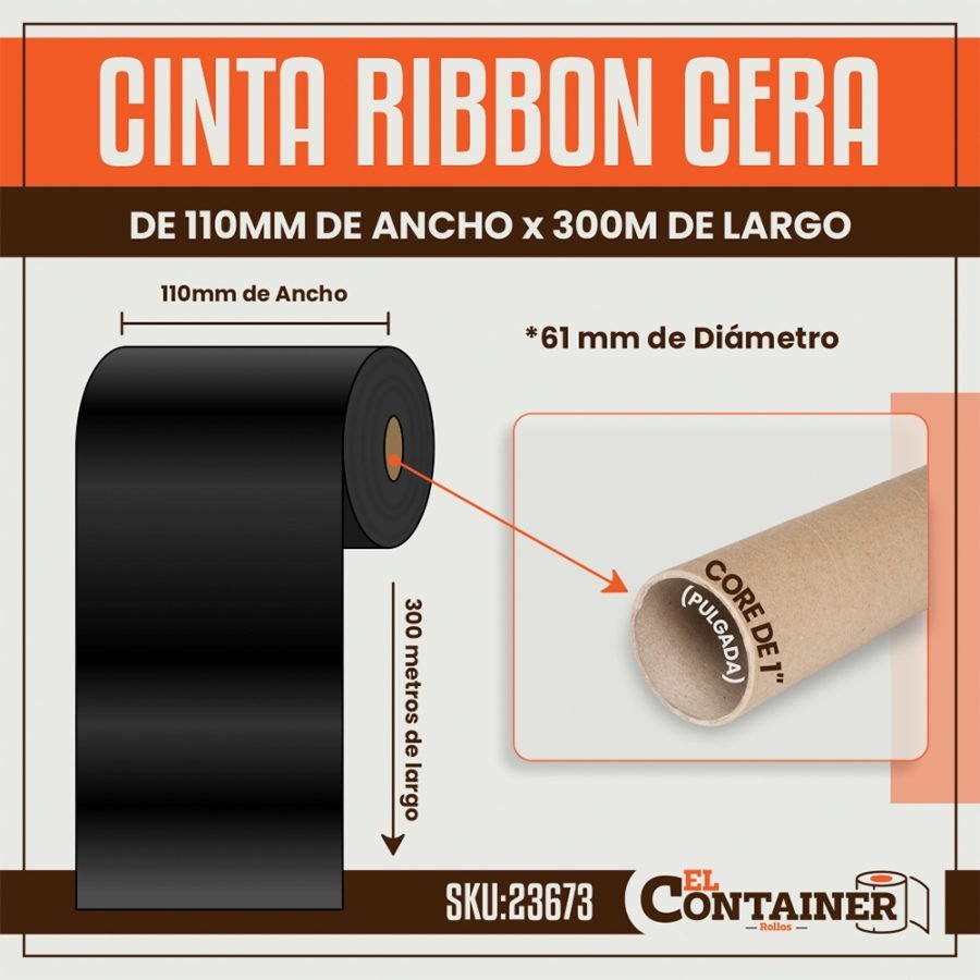 Cinta ribbon cera de 110mm x 300mts