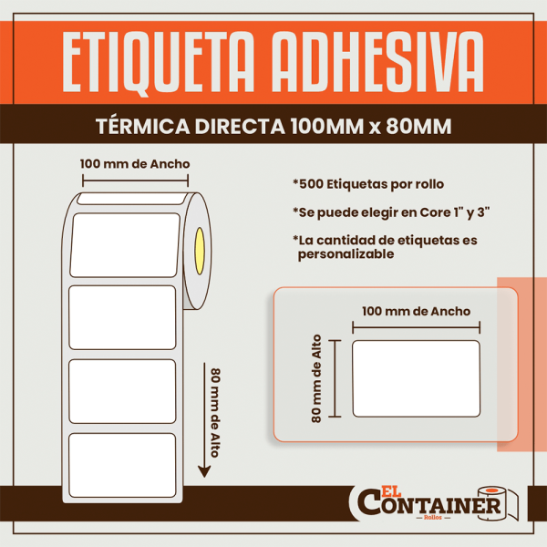Etiqueta Adhesiva De Transferencia 100mm x 80mm