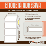 Etiqueta Adhesiva De Transferencia 75mm x 25mm